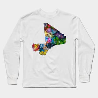 Spirograph Patterned Mali Regions Map Long Sleeve T-Shirt